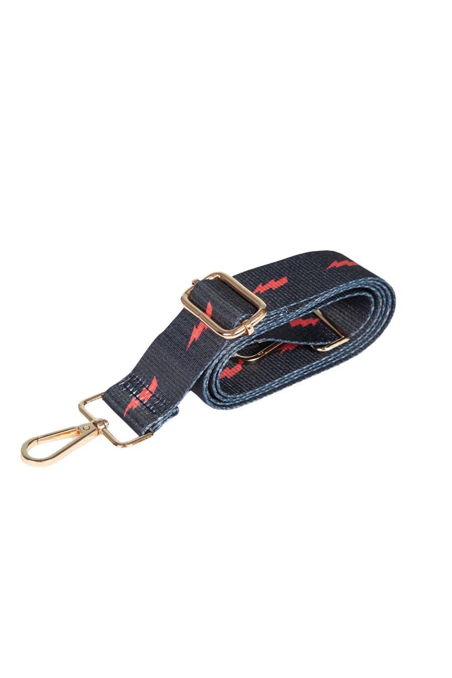 Sarta Accessories - Wholesale Bag Strap - Women's - Navy Blue Red Bag Strap With Lightning Bolt Print0