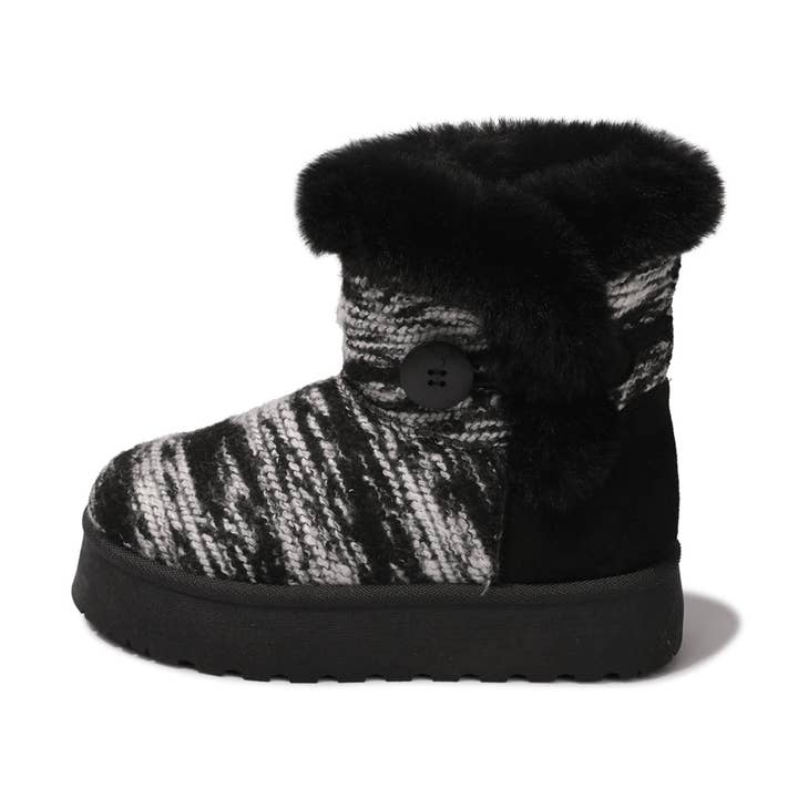 Cleo - Black - Ankle Winter Mini Boots for Women Faux Fur Lining Water Resistant Warm Snow Boots Slip On Memory Foam Comfort Booties FuzzyClassic for wholesale by funkymonkey