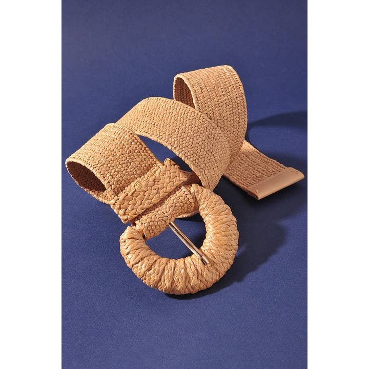 anbfashion - Wholesale Belt - Women's - WRAPPED HALFMOON ELASTIC STRAW BELT NEW-J1BIW50015