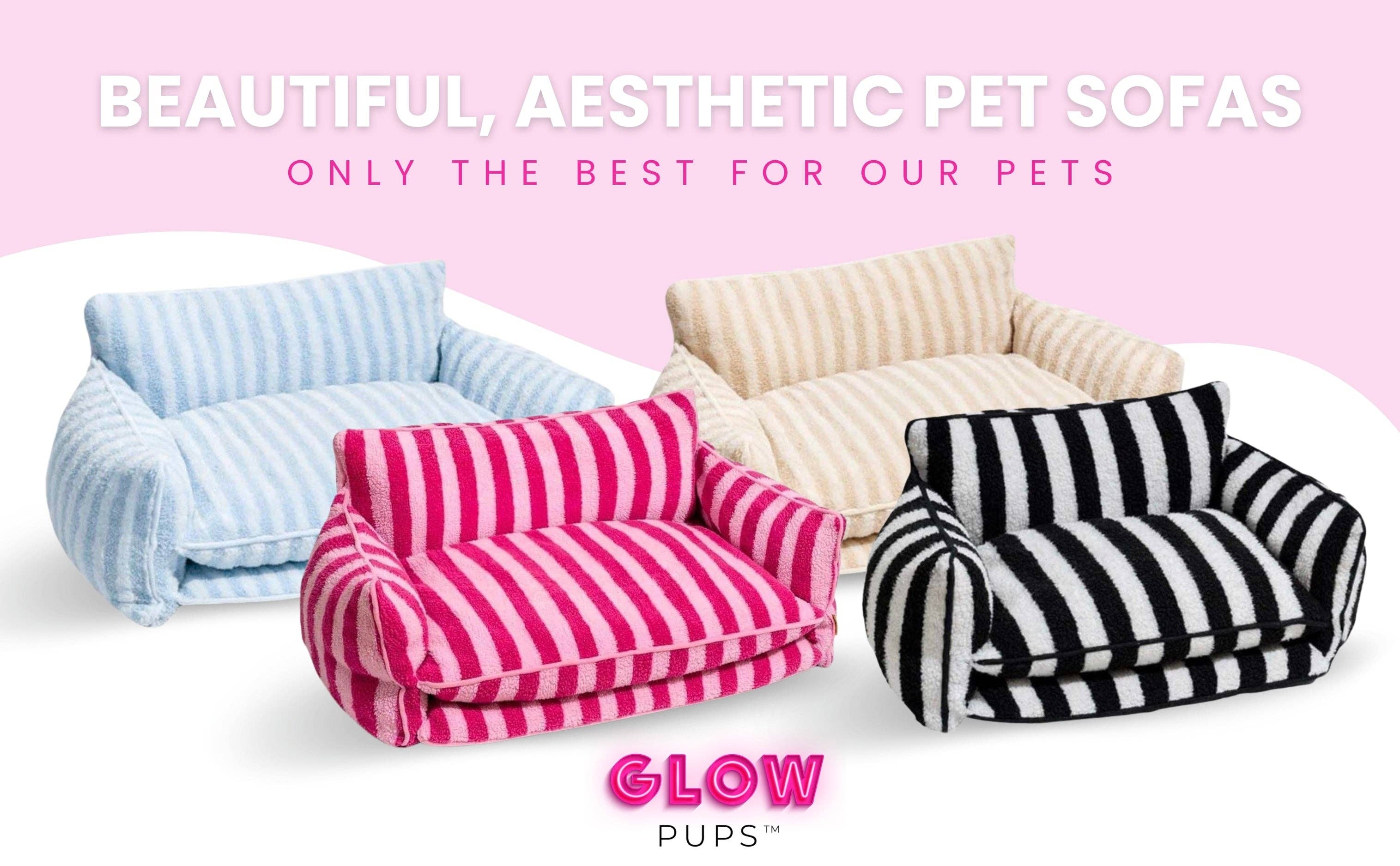 Glow Pups - Vendita all'ingrosso Letto - Cani - Graziosa cuccia per cani a righe rosa5