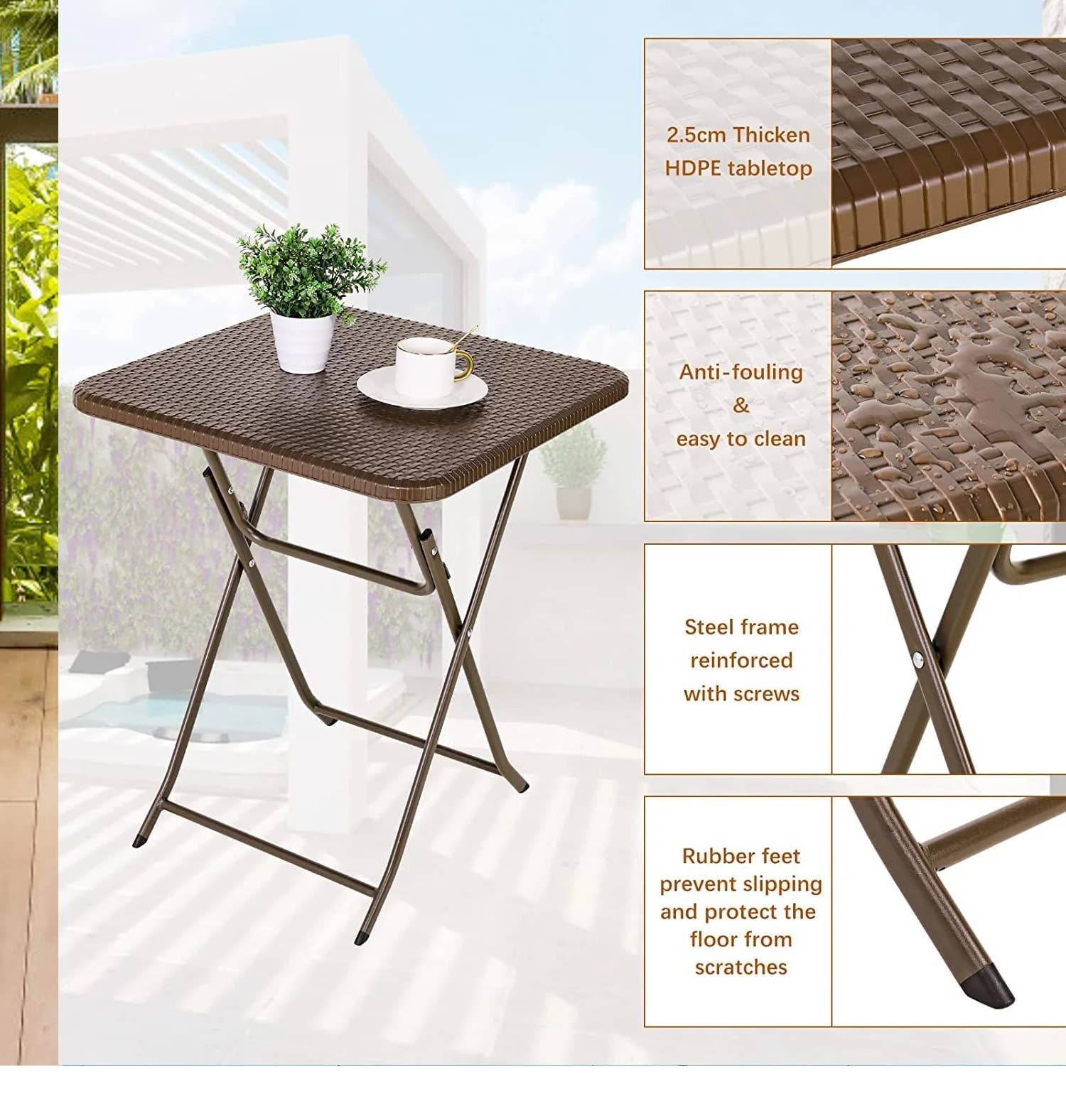 Above Edge - Wholesale Patio Table - 23.6” Patio Table, Small Plastic Folding Patio Table6