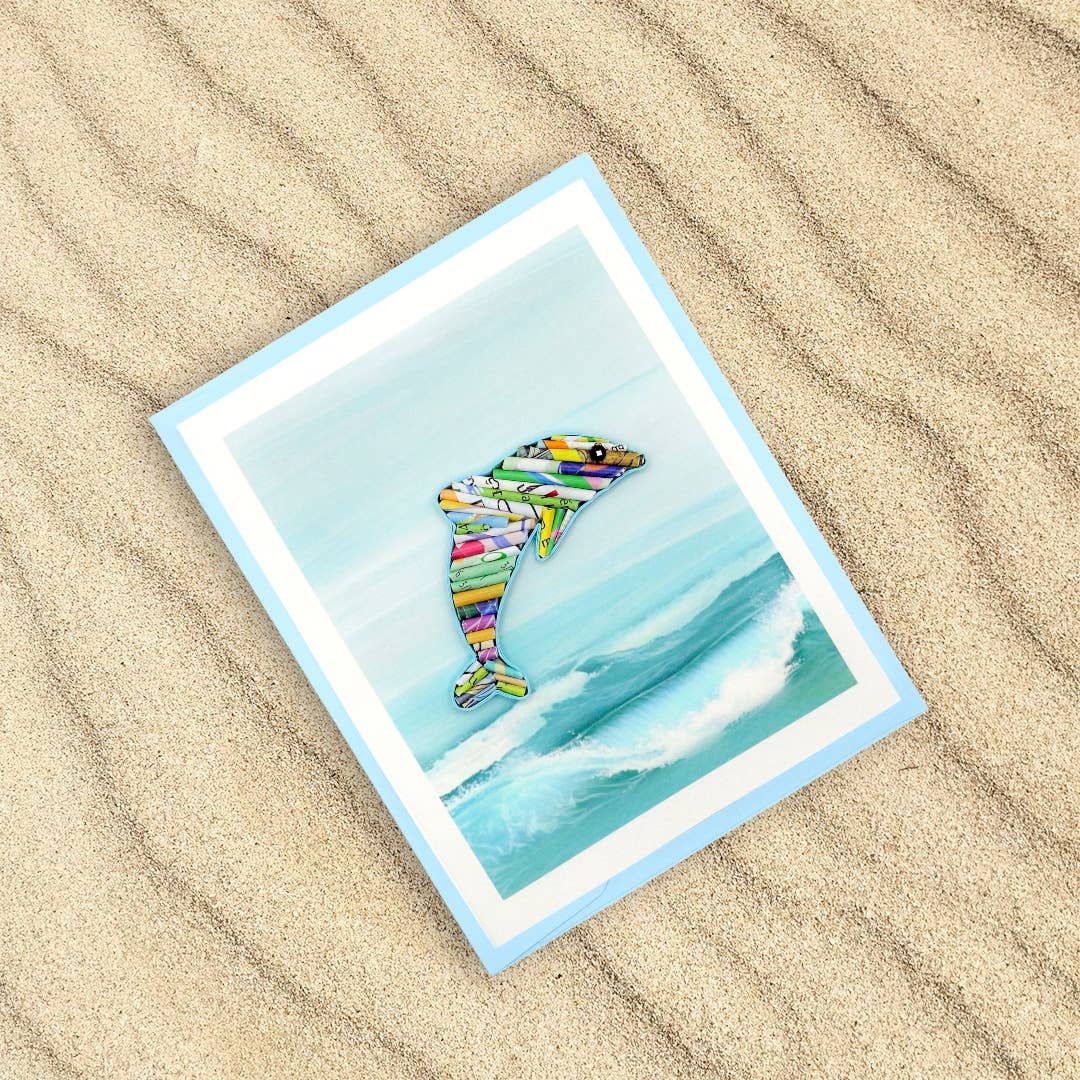 Loving Nature – Engroshandel Hverdagshilsen kort – Dolphin Card Håndlavet fra Recycled Magazine6