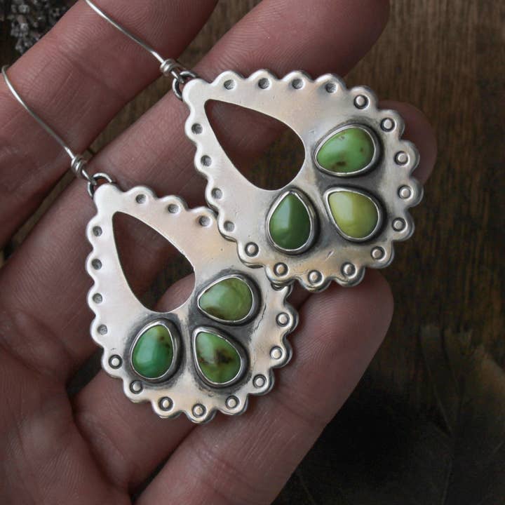 Brincos Statement Turquesa Estilo Paisley | Prata Esterlina 925 por atacado de Heather Louise Jewelry