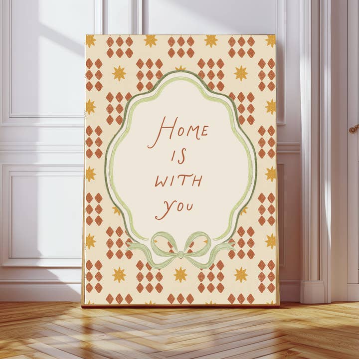 Vintage Citat 'Hjem er med dig' Kunsttryk for engroshandel hos Kumo Art Prints
