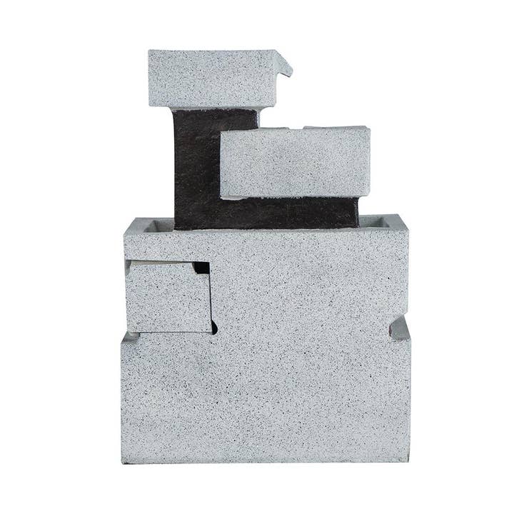 A&B Home Group Inc. - Wholesale Outdoor Ornament/Decor - 13.6x15.7x22.4" 4-Tier Gray and Black Block Fountain3