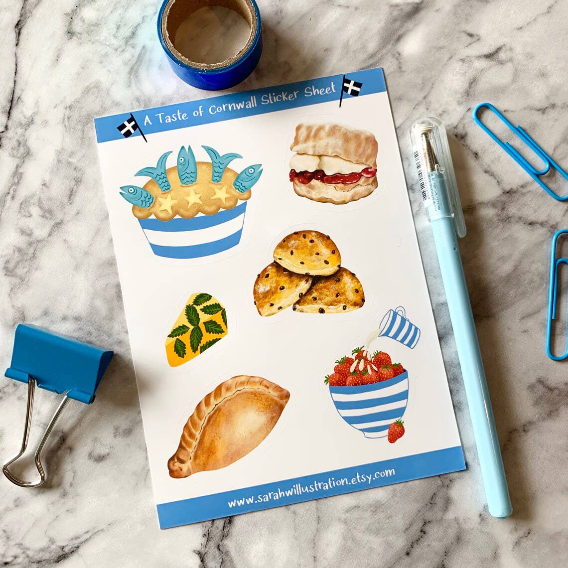 Sarah Whittle Illustration - Wholesale Sticker - A Taste of Cornwall Sticker Sheet1