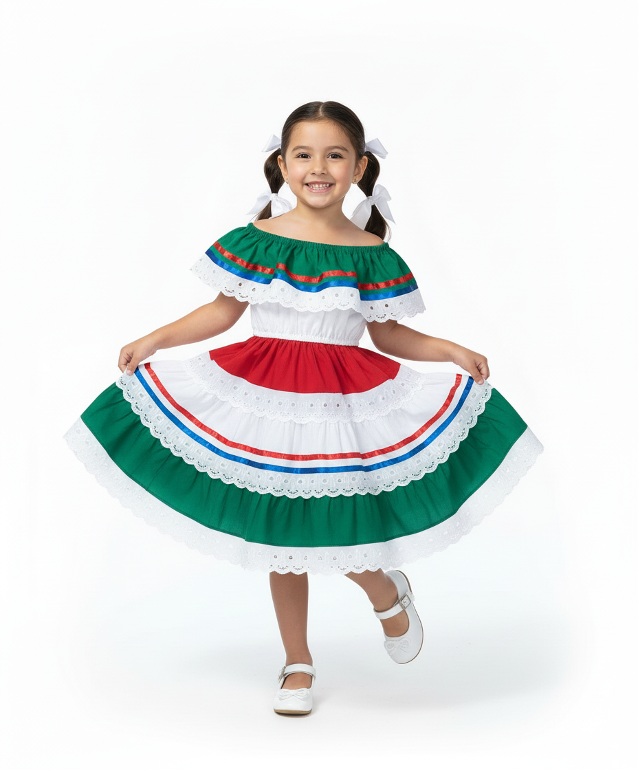 Unik - Wholesale Dress - Kids - Girls Traditional Mexican Cinco De Mayo Fiesta Dress 5-85