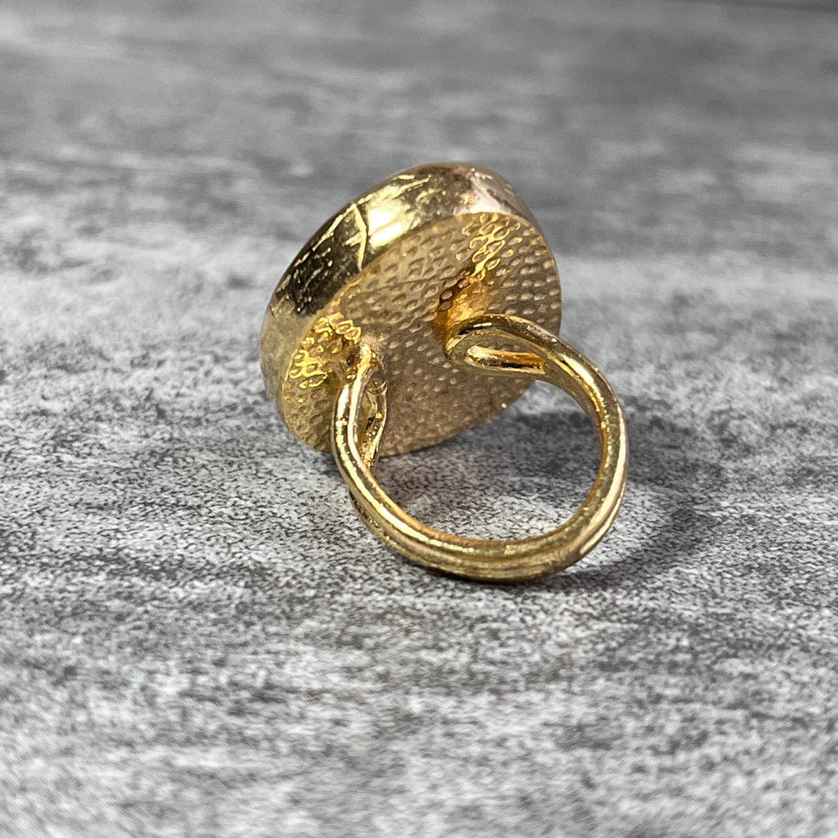 TOURMALYN - Vente Bague de cocktail/de cérémonie - Bague "ZOELIE" pierre naturelle agate blanche dorée or fin8