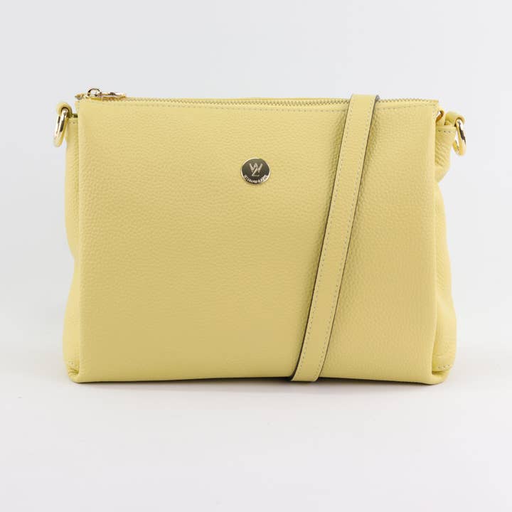 Nina Butter Yellow Leather Shoulder Bag for wholesale by Willow & Zac