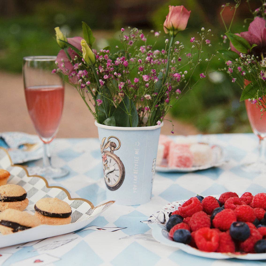 Talking Tables USA - Home, Party, Games and Seasonal Decor - Wholesale Disposable Cup - Alice in Wonderland Blue Cups - 8 Pack | Tea Party |15