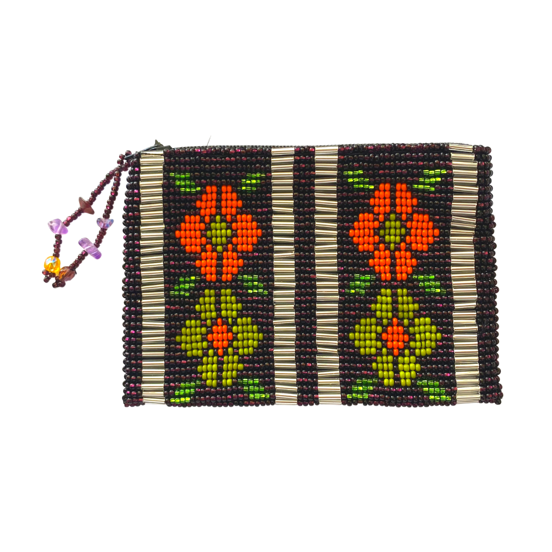 Lumily – Porta-moedas - Mulher por atacado – Porta-moedas com miçangas pequenas flores - Guatemala2