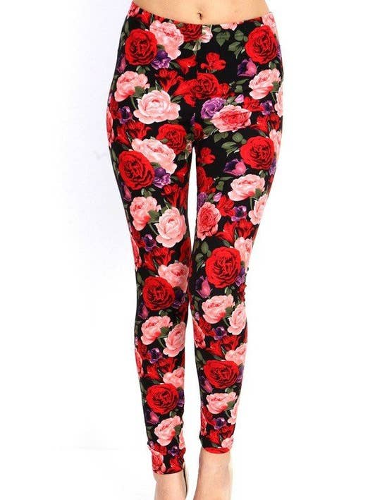 KIDS F353 KIDS FLORAL PRINT BRUSHED FULL LEGGINGS for wholesale by MIO WHOLESALE