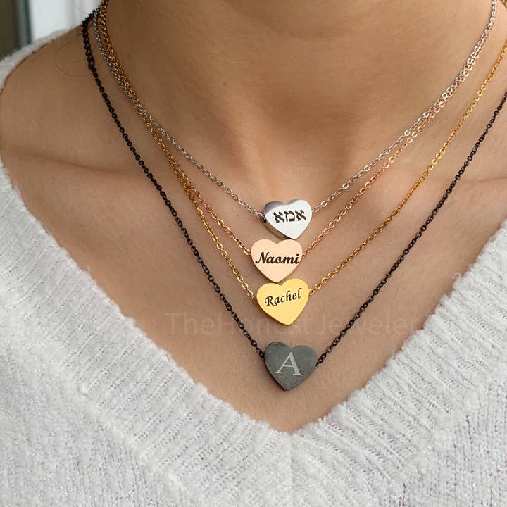 TheHonestJeweler - Wholesale Pendant/Charm Necklace - Adjustable Heart Pendant Engravable Necklace