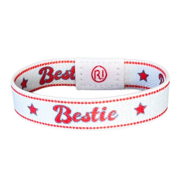 Bestie white and red elastic bracelet for wholesale by Ratatam!