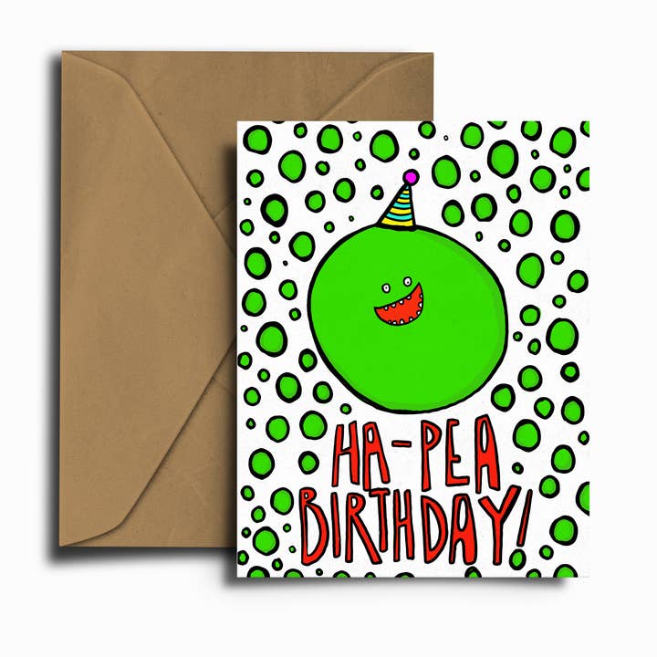 Tarjeta de felicitación - Ha-Pea Birthday para venta al por mayor de Dixon Does Doodles