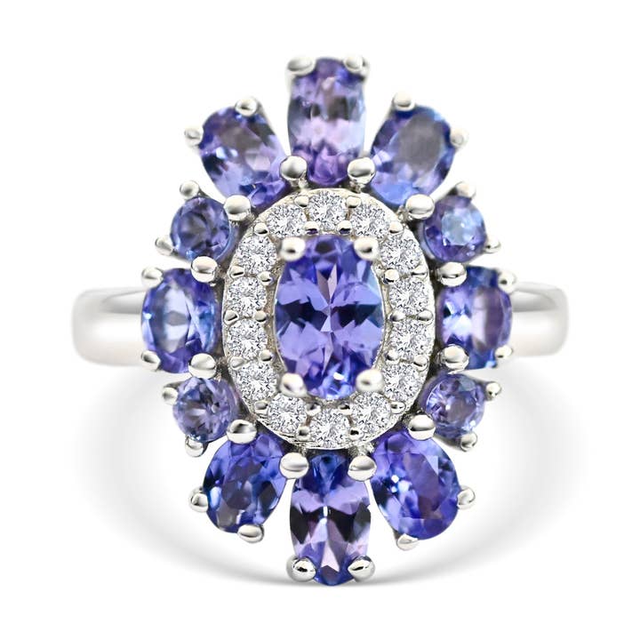 13 Oval Tanzanite Ring - 1.5ctw - 925 Sterling Silver (PJC19039R) for wholesale by Blue Star Gems NY