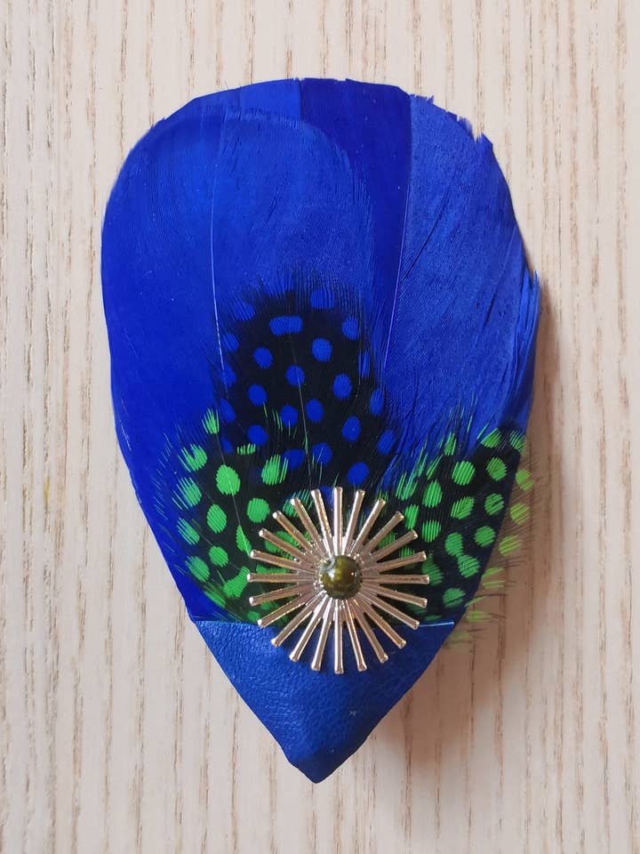 Blue polka dot hair clip, hair clip, brooch for wholesale by Un Amour de Bibi