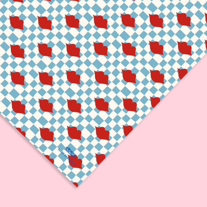Checkerboard Lips Gift Wrap for wholesale by Eleanor Bowmer