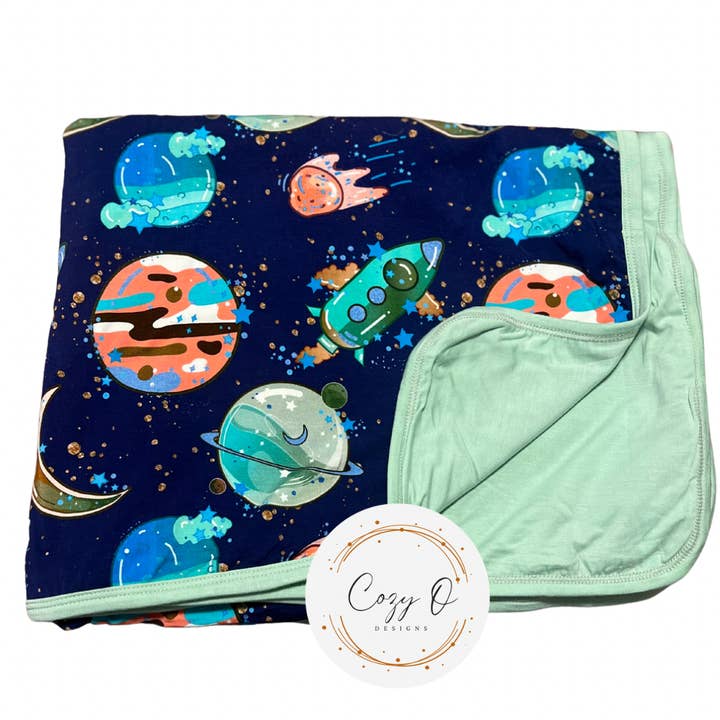 Milky Way Mission RTS Bamboo Blanket for wholesale by Cozy O Designs LLC