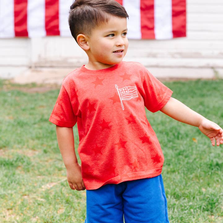 Benny & Ray Apparel - Wholesale Screen Printed T-Shirt - Kids - American Flag Star Spangled Kids 4th of July Shirt USA