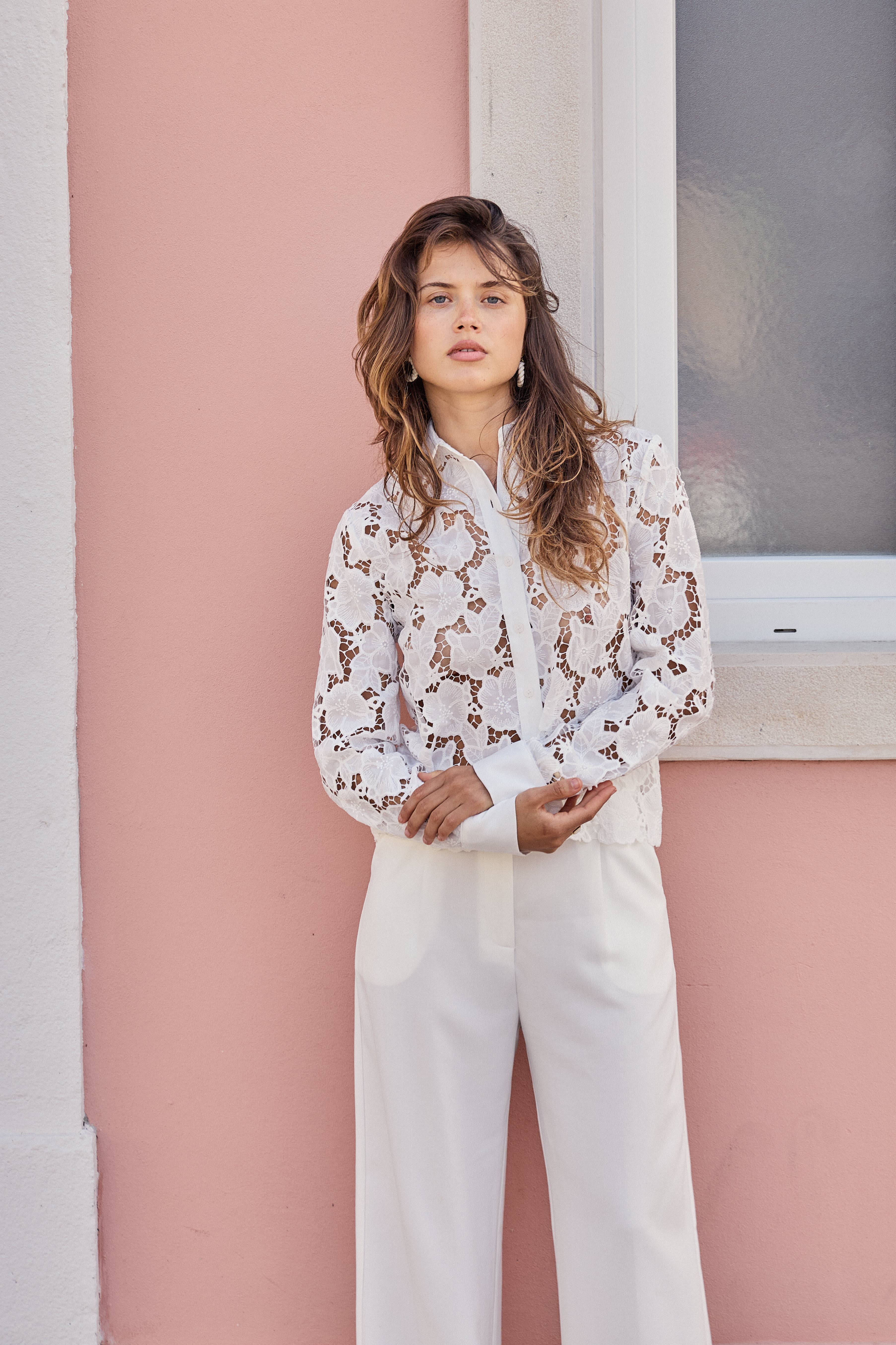 LULUMARY - Vente Chemise à col boutonné – femme - Chemise en dentelle CH36227