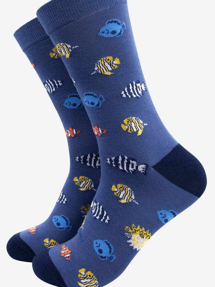 Men's Tropical Fish Print Bamboo Socks for wholesale by Sock Talk