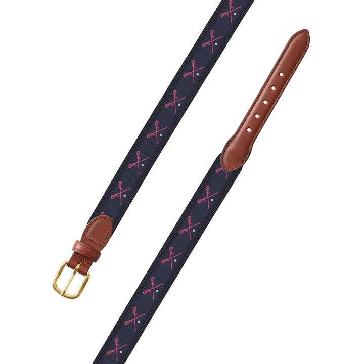Navy Lacrosse Motif Children's Belt for wholesale by Barrons-Hunter