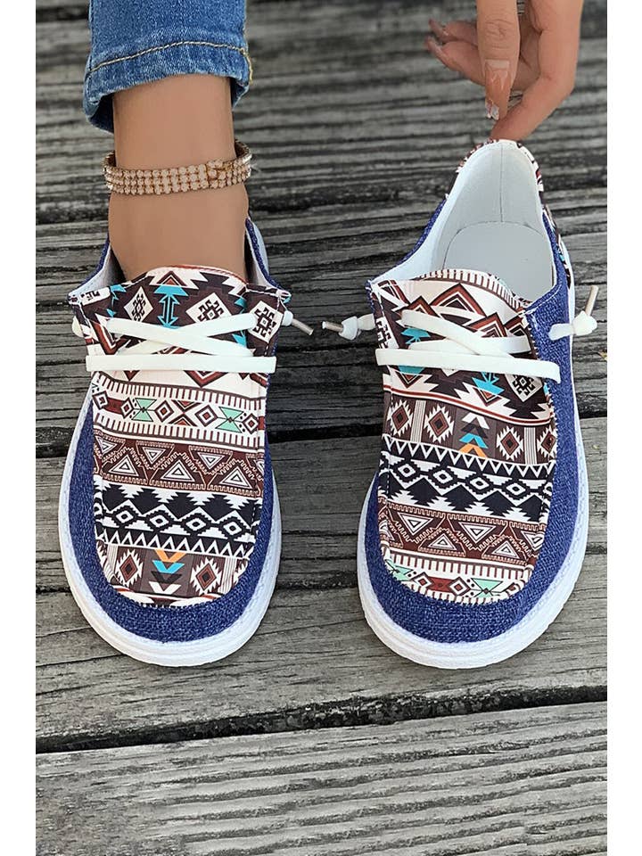 1 the Woman - Wholesale Oxford Shoes - Women's - Vintage Western Patchwork Lace-up Decor Flat Shoes9