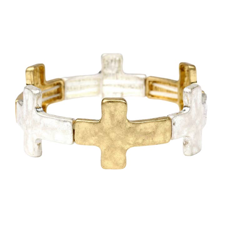 Matte Cross Stretch Bracelet, 3 Assorted for wholesale by Kaleidoscope Accessories