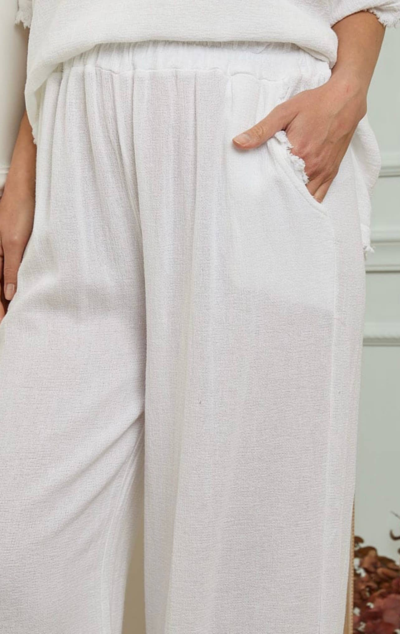 LÉA & LUC – Calças - Mulher por atacado – Calças em 50% Linho 50% Algodão REF. 93395