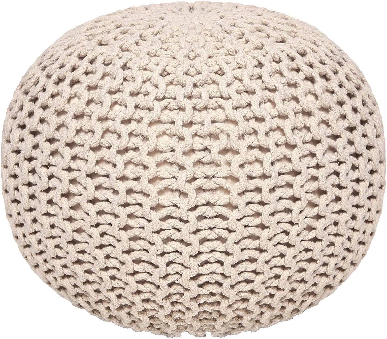 REDEARTH Round Pouf (19.5" x 19.5" x 14") - Ivory for wholesale on Faire3
