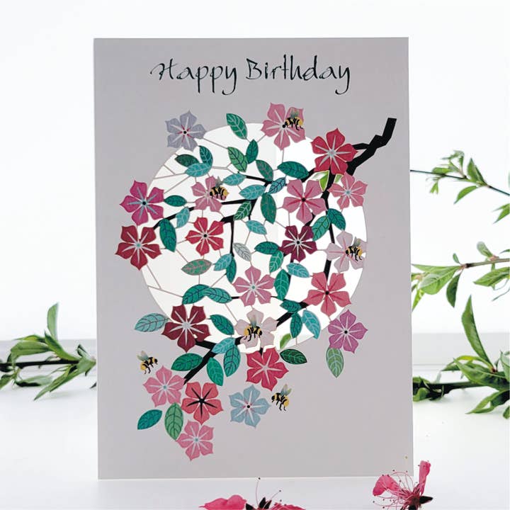 Bees and Blossom Happy Birthday Card for wholesale by Forever Cards Ltd