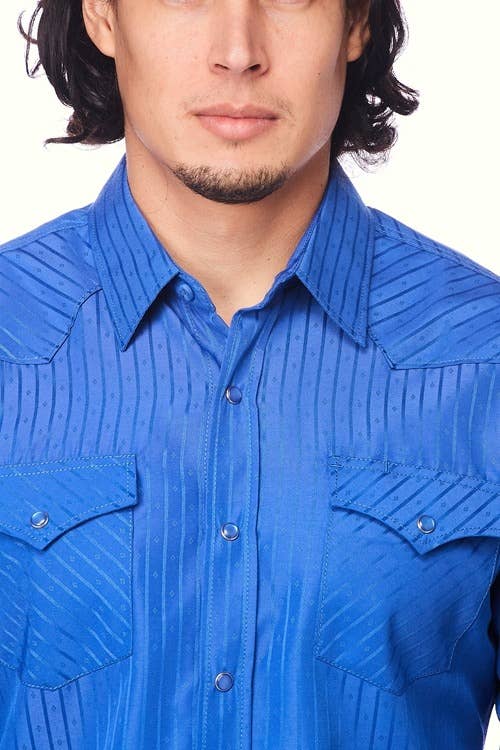 Rodeo Clothing - Wholesale Button Down Shirt - Men's - Men's long sleeve western cotton/poly yarn-dyed plain shirts20