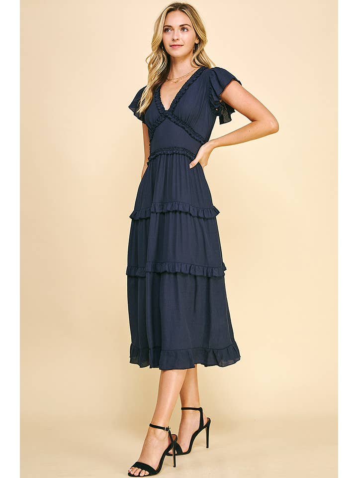 PINCH - Wholesale Dress - Women's - RUFFLED TEA LENGTH DRESS - 3597D40