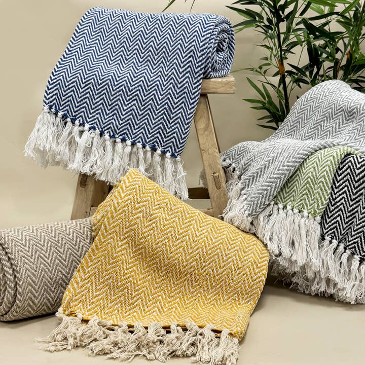 Plaids de canapé à chevrons Audley - 100% coton pour la vente par Allure Bath Fashions