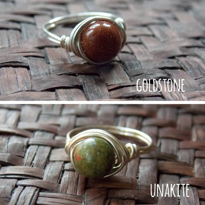 Gratefully Dreaming - Wholesale Single Stone/Solitaire Ring - Silver Plated Wire Wrapped Gemstone Rings6