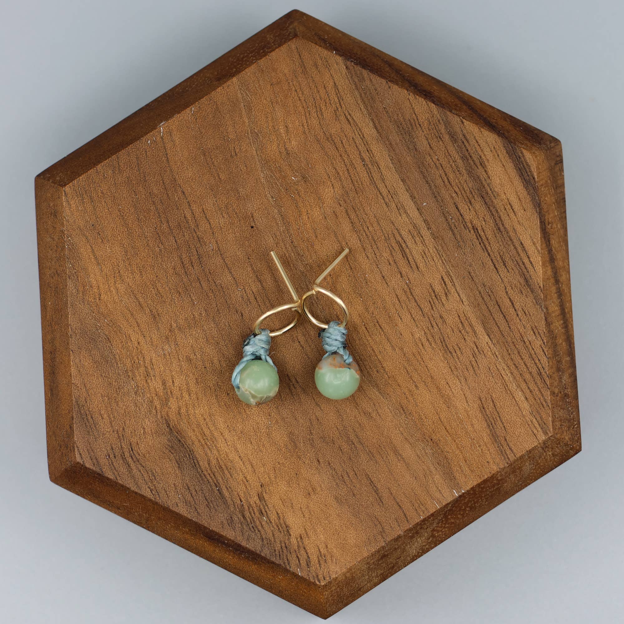 The Stitch Alliance - Wholesale Stud/Post Earrings - Aqua Terra Jasper Stud Earrings, Circle, Gold Fill, Handmade2