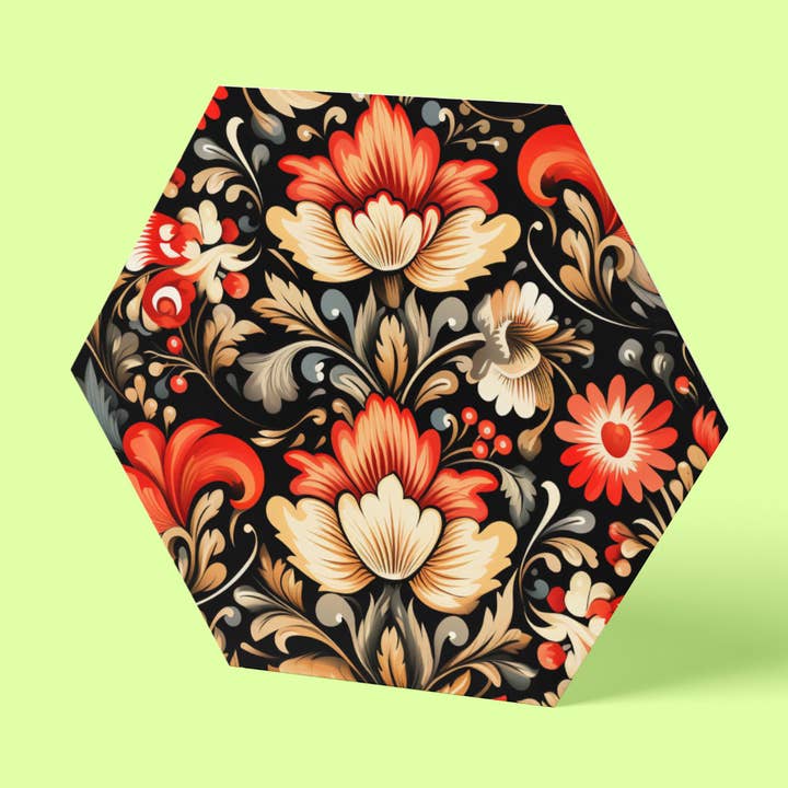 Blumenmuster Hexagon - Foto auf Alu für den Großhandel von reetro