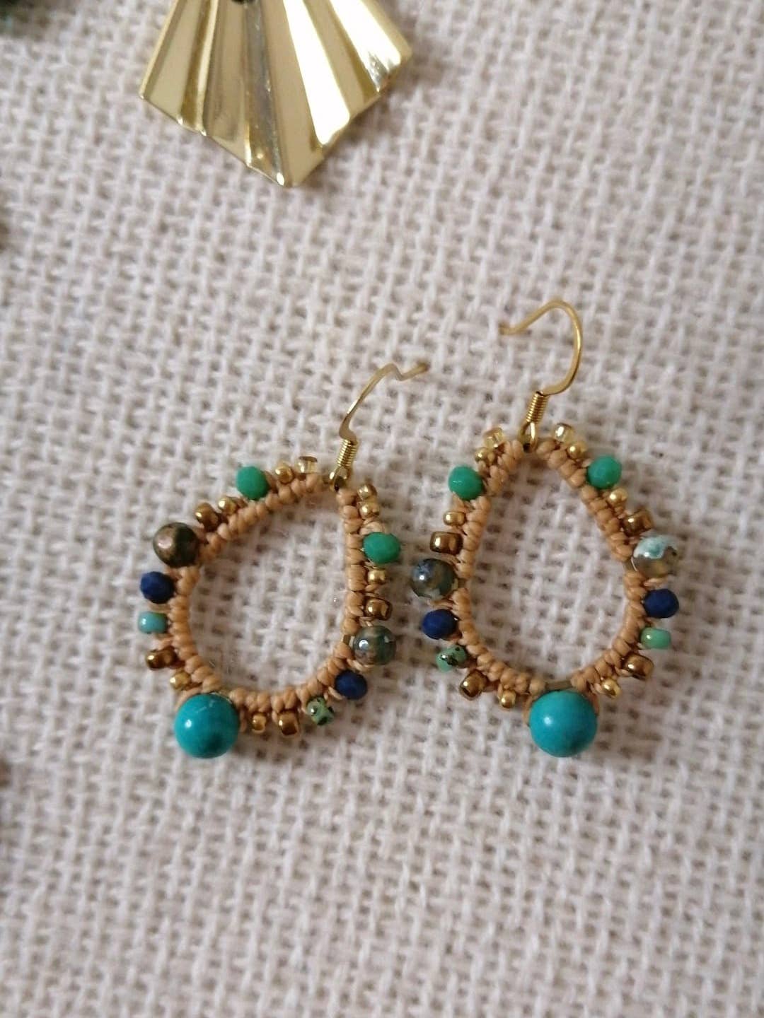 Wawilak - Vente Boucles d'oreilles pendantes - Lot BO-2 Boucles d'Oreilles Doré & Bleu5