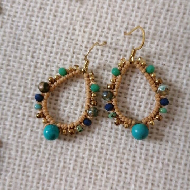 Wawilak - Vente Boucles d'oreilles pendantes - Lot BO-2 Boucles d'Oreilles Doré & Bleu5