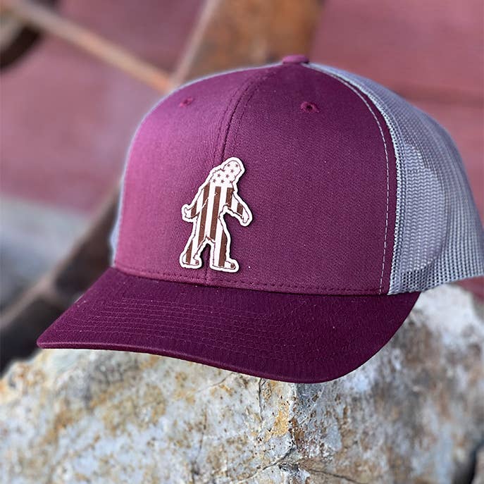 MT Brand Apparel - Wholesale Trucker Hat - Unisex - Patriotic Sasquatch Leather Patch Hat2