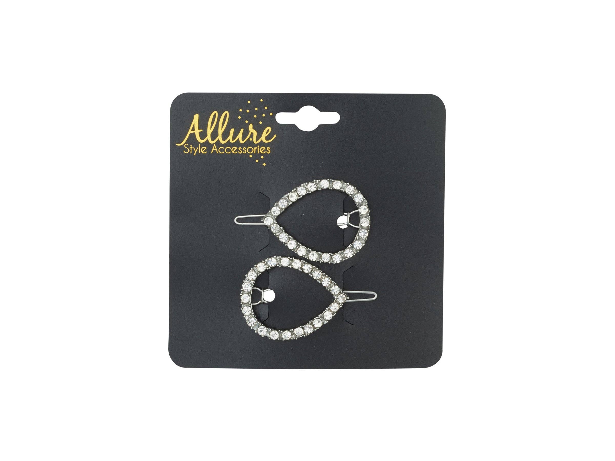 Allure Style Accessories - Wholesale Hair Clip - Women's - Allure Wire Back Rhinestone Barrettes - 2 Pack8