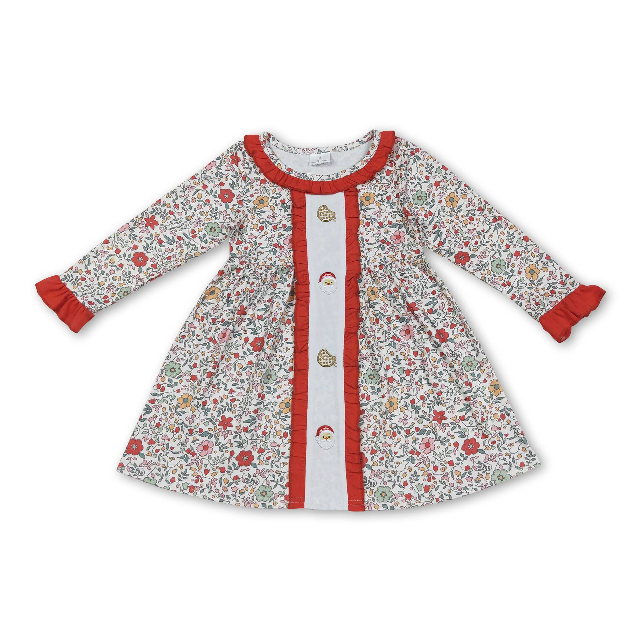 Yawoo Garments - Wholesale Jumpsuit - Baby - Floral santa cookie baby girls Christmas romper1