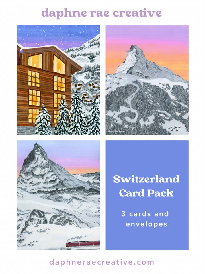 Switzerland Card Pack (3) for wholesale by Daphne Rae Creative