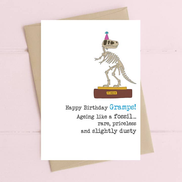 Gramps - ageing like a fossil - Greetings Card for wholesale by Dandelion Stationery