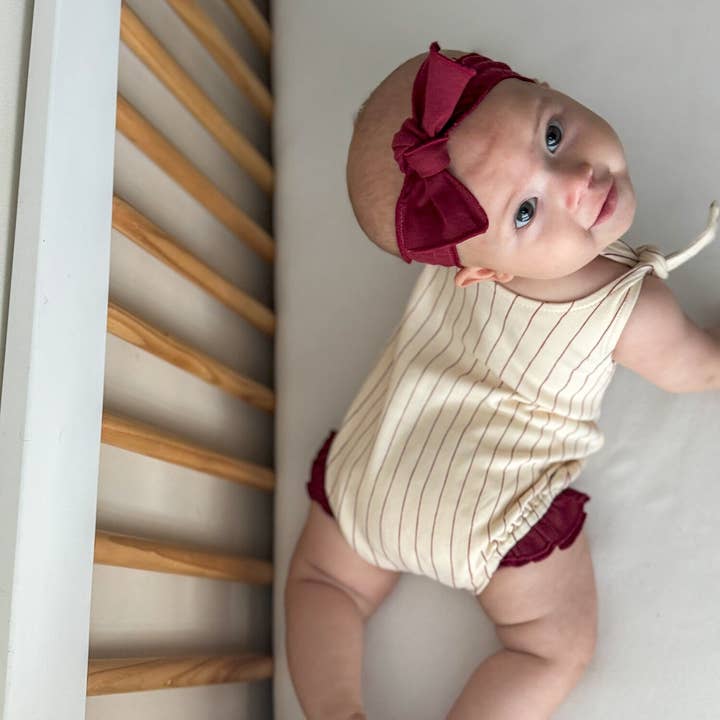 Crimson | Organic Smocked Tie Headband for wholesale by L'ovedbaby