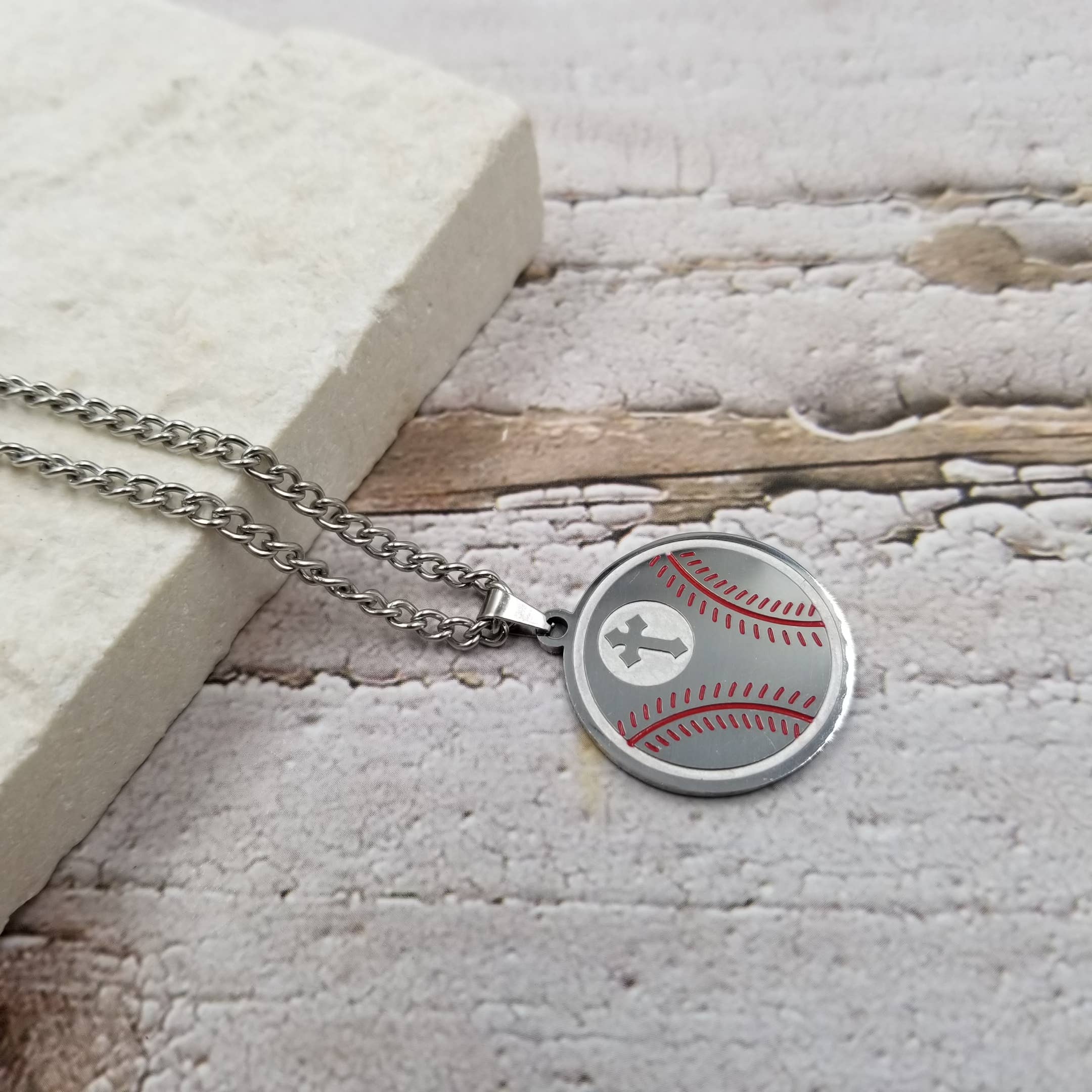 Treasure Wholesale - Wholesale Pendant/Charm Necklace - Football Cross Necklace1