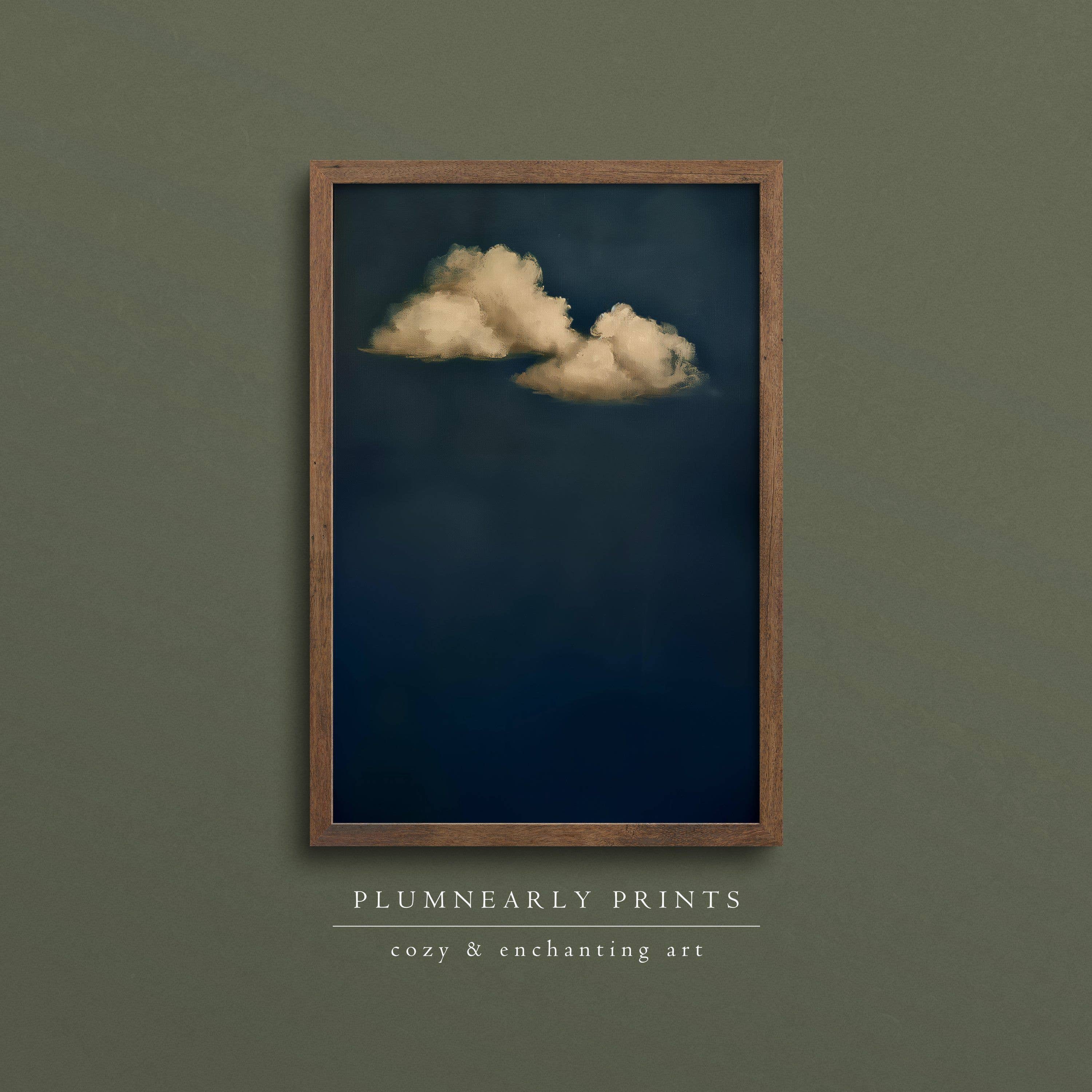 Plumnearly Prints - Wholesale Art Print - Indigo Blue Beige Clouds Painting Fine Art Print Poster 113