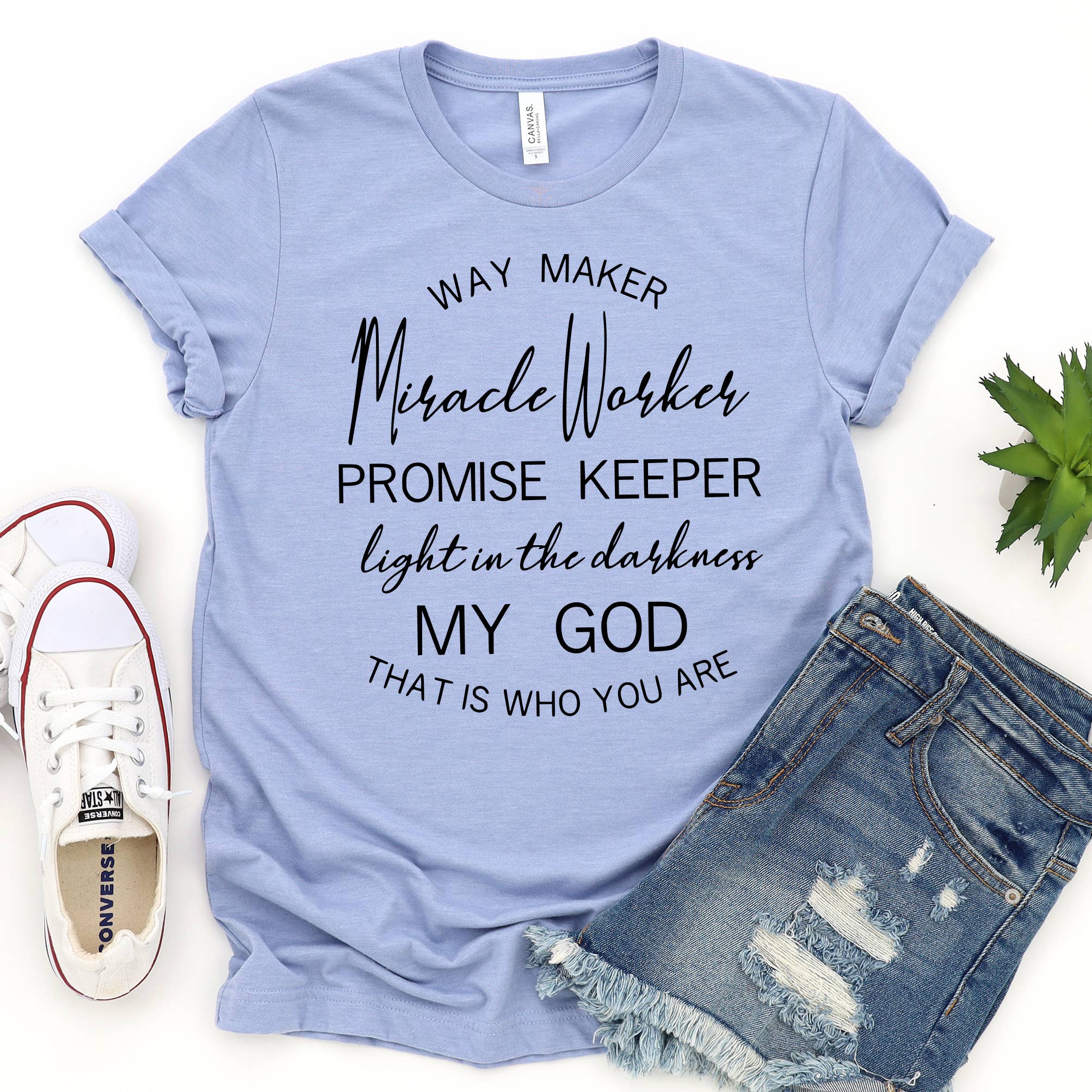 Down Home Tees - Vendita all'ingrosso Maglietta serigrafata - Donna - Maglietta Waymaker Miracle Worker Promise Keeper My God4