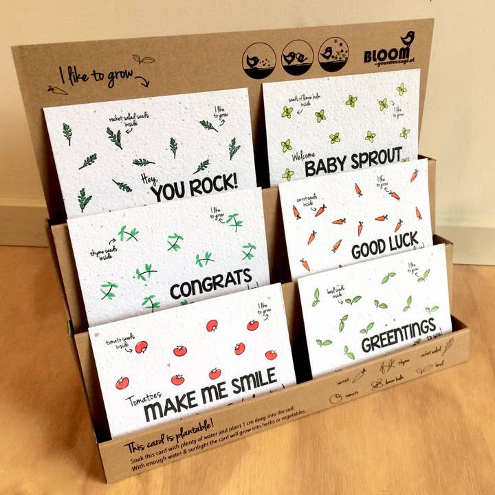 BLOOM your message - Vendita all'ingrosso Semi di piante - Carte di crescita piantabili (set) Con semi di verdure e erbe aromatiche